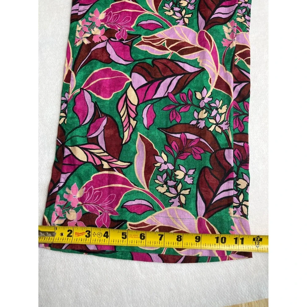 Cynthia Rowley Floral Tropical 100% Linen Wide Leg Bohemian Lightweight Pants M
